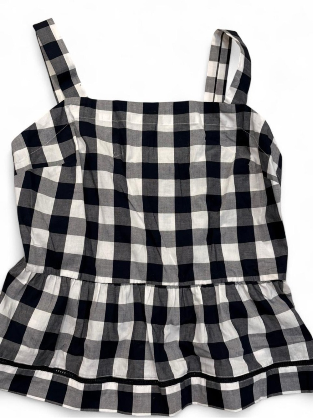Women’s Navy & White Gingham Peplum Tank Top